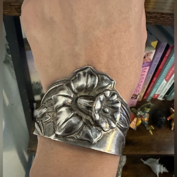Jewelry - Unique Vintage Floral Cuff Bracelet, boho, hippie, southwestern, taxco